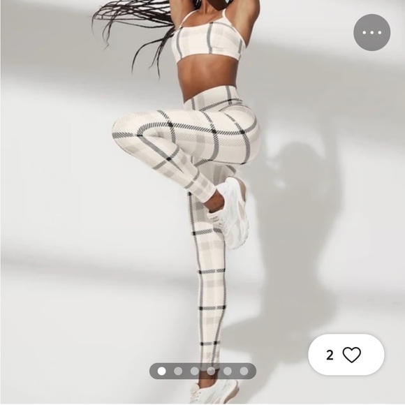 Alo Yoga Magnified Plaid High-Waisted Airlift Leggings size small white black - Picture 1 of 8
